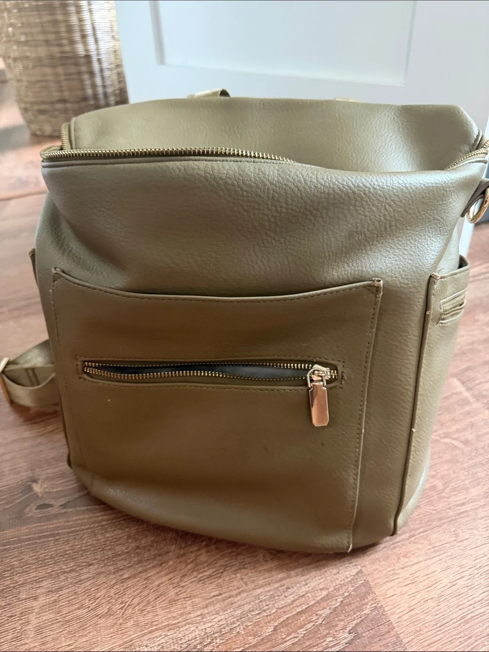 Olive Green Baby Bag Backpack - Compact Diaper Bag